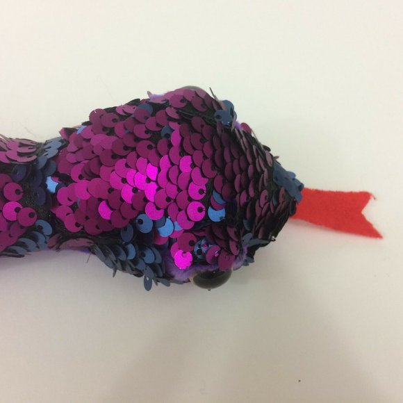 Fiesta Reversible Flip Sequin Snake Plush 24" Purple Blue Stuffed Animal Toy - Picture 5 of 10